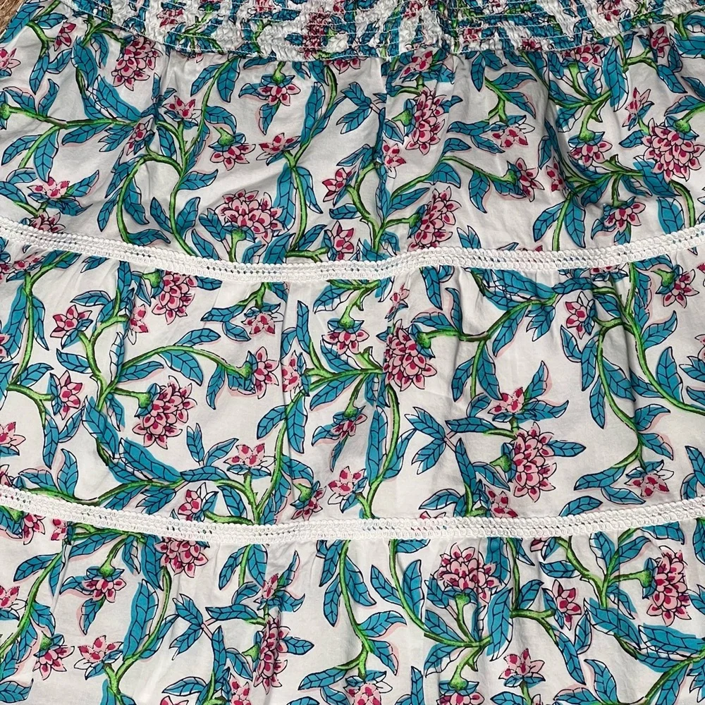 J. Crew Women’s Tiered Blue/Pink Floral Mini Skirt SZ XL